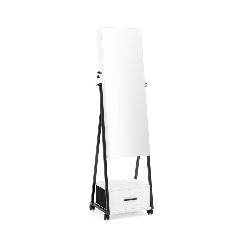 Jewelry Cabinet with Full-Length Mirror-Black