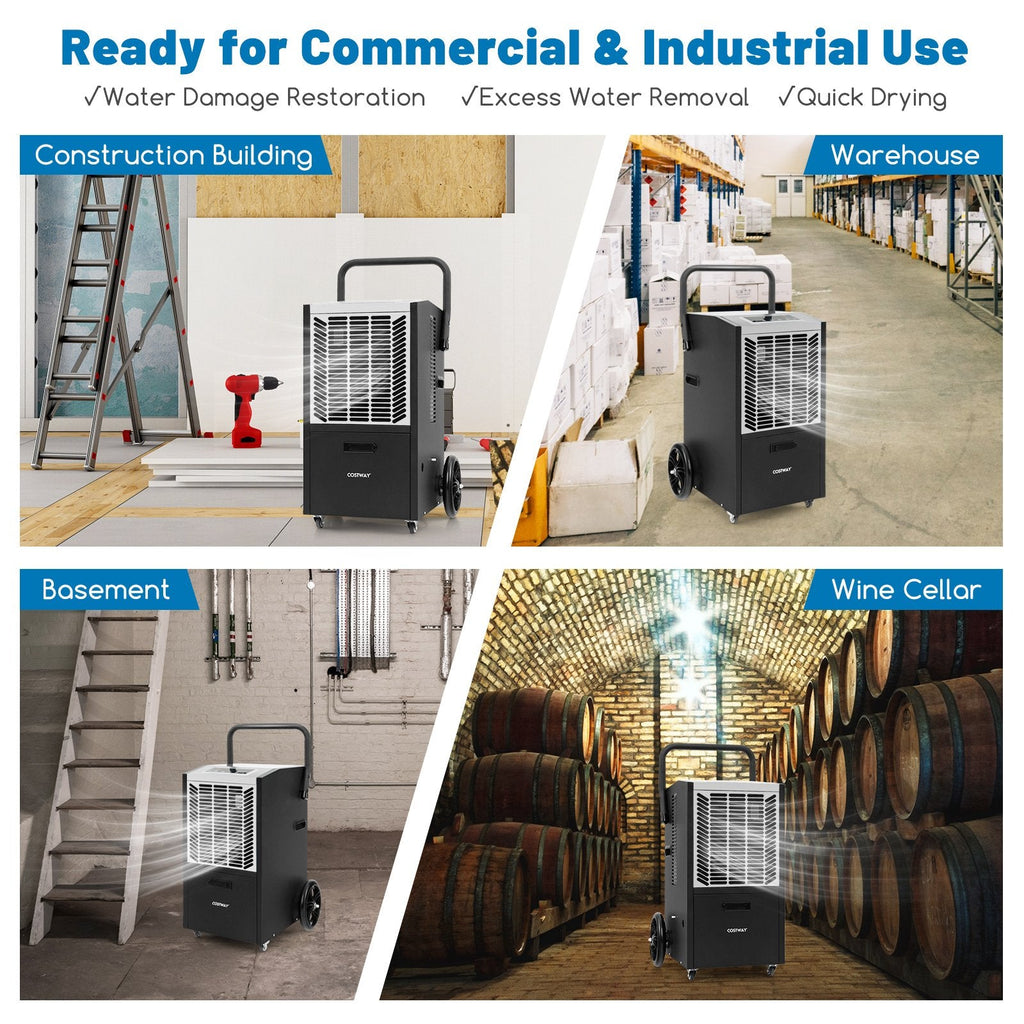 140 Pints Commercial Dehumidifier Crawl Space Dehumidifier with Pump and Drain Hose-Blue