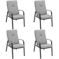 4 Patio Dining Stackable Chairs Set with High-Back Cushions