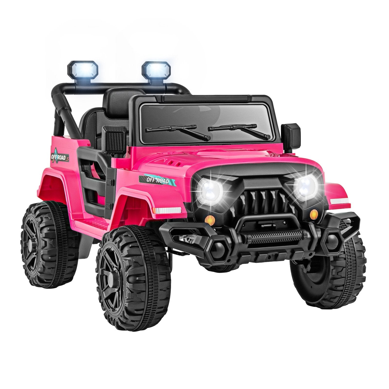 12V Kids Ride on Truck Car with Remote Control Threaded Wheels and 3 Speeds-Black