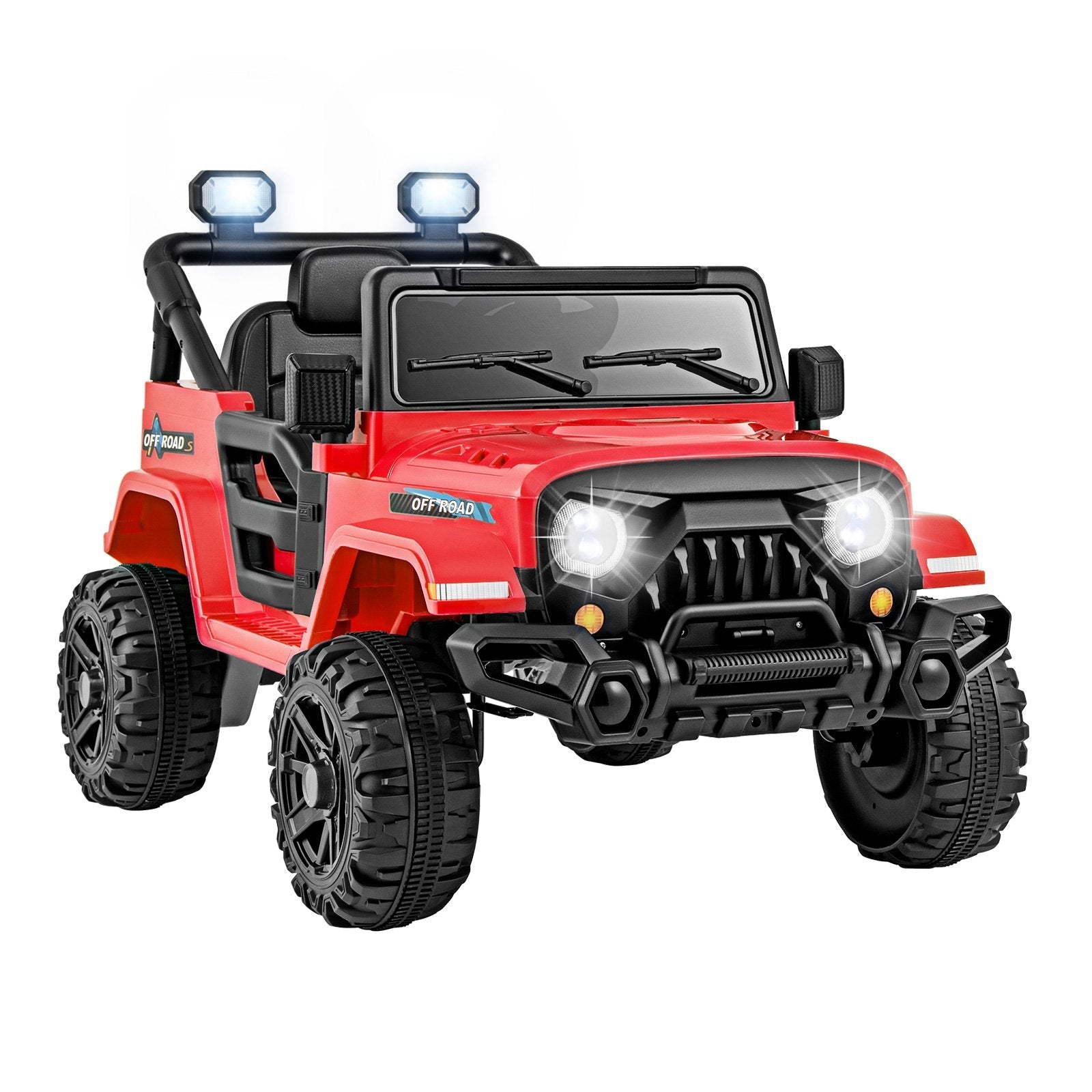 12V Kids Ride on Truck Car with Remote Control Threaded Wheels and 3 Speeds-Black