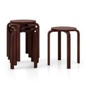 Set of 4 18 Inch Stackable Bentwood Dining Chairs with Round Top-Dark Brown