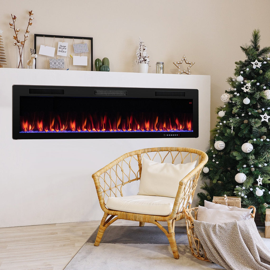 Electric Fireplace 40/50/60 Inches Recessed and Wall Mounted for 2' x 6' Stud-50 inches