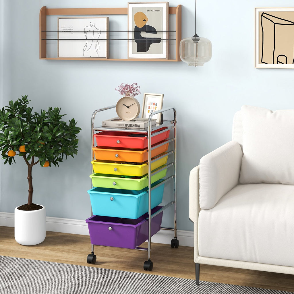 6 Drawers Rolling Storage Cart Organizer-Black