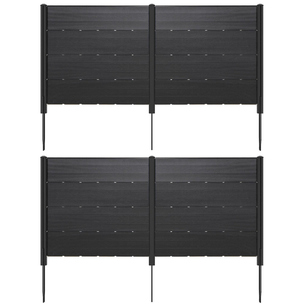 Outdoor Privacy Fence Screen with 5 Ground Stakes for Garden Yard Patio-Black