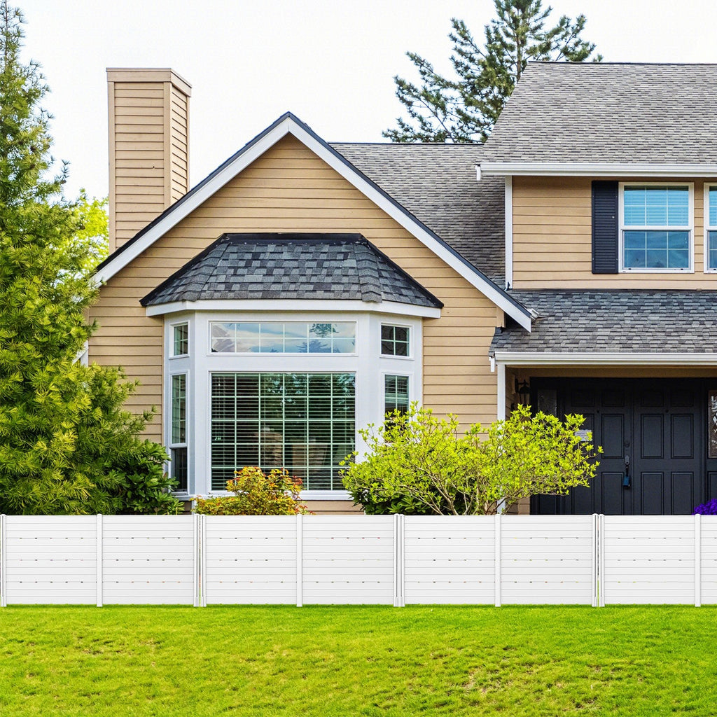 Outdoor Privacy Fence Screen with 5 Ground Stakes for Garden Yard Patio-Black