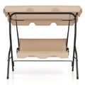 3 Seat Outdoor Patio Canopy Swing with Cushioned Steel Frame-Beige