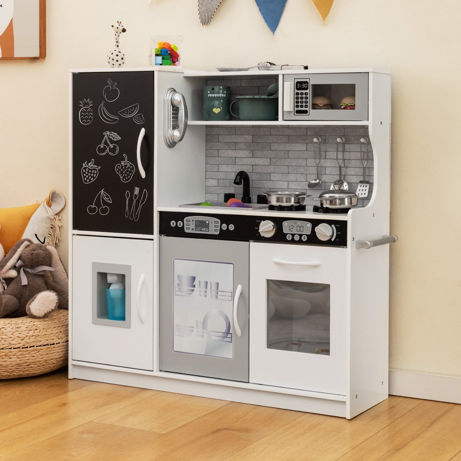 Toddler Pretend Play Kitchen for Boys and Girls 3-6 Years Old-Black