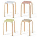 Set of 4 Colorful Square Stools with Anti-slip Felt Mats-Multicolor