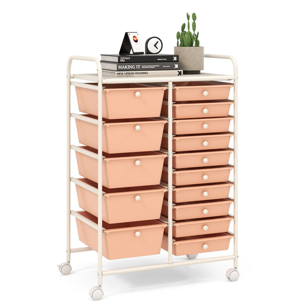15-Drawer Utility Rolling Organizer Cart Multi-Use Storage-Black