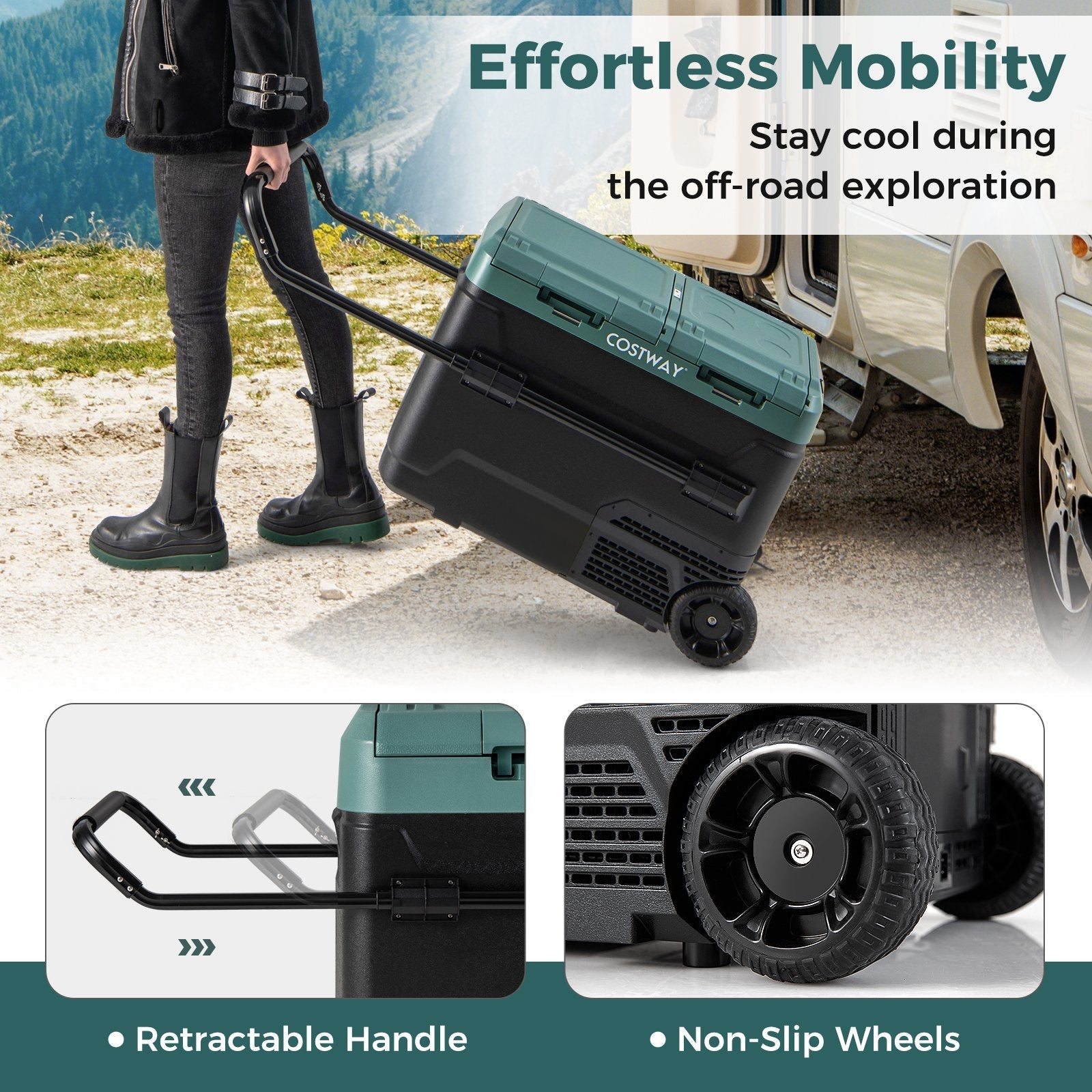 Dual Zone 12V Car Refrigerator for Vehicles Camping Travel Truck RV Boat Outdoor and Home Use-Black