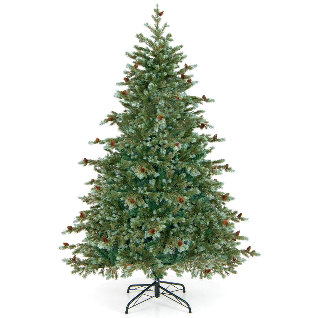 6/7/8 Feet Christmas Tree with Warm White LED Lights and Pine Cones-7 ft