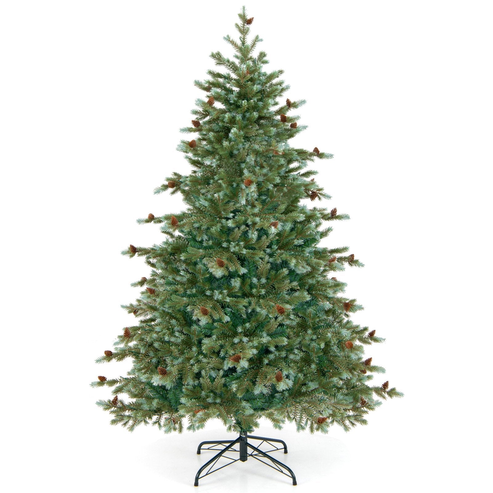 6/7/8 Feet Christmas Tree with Warm White LED Lights and Pine Cones-7 ft