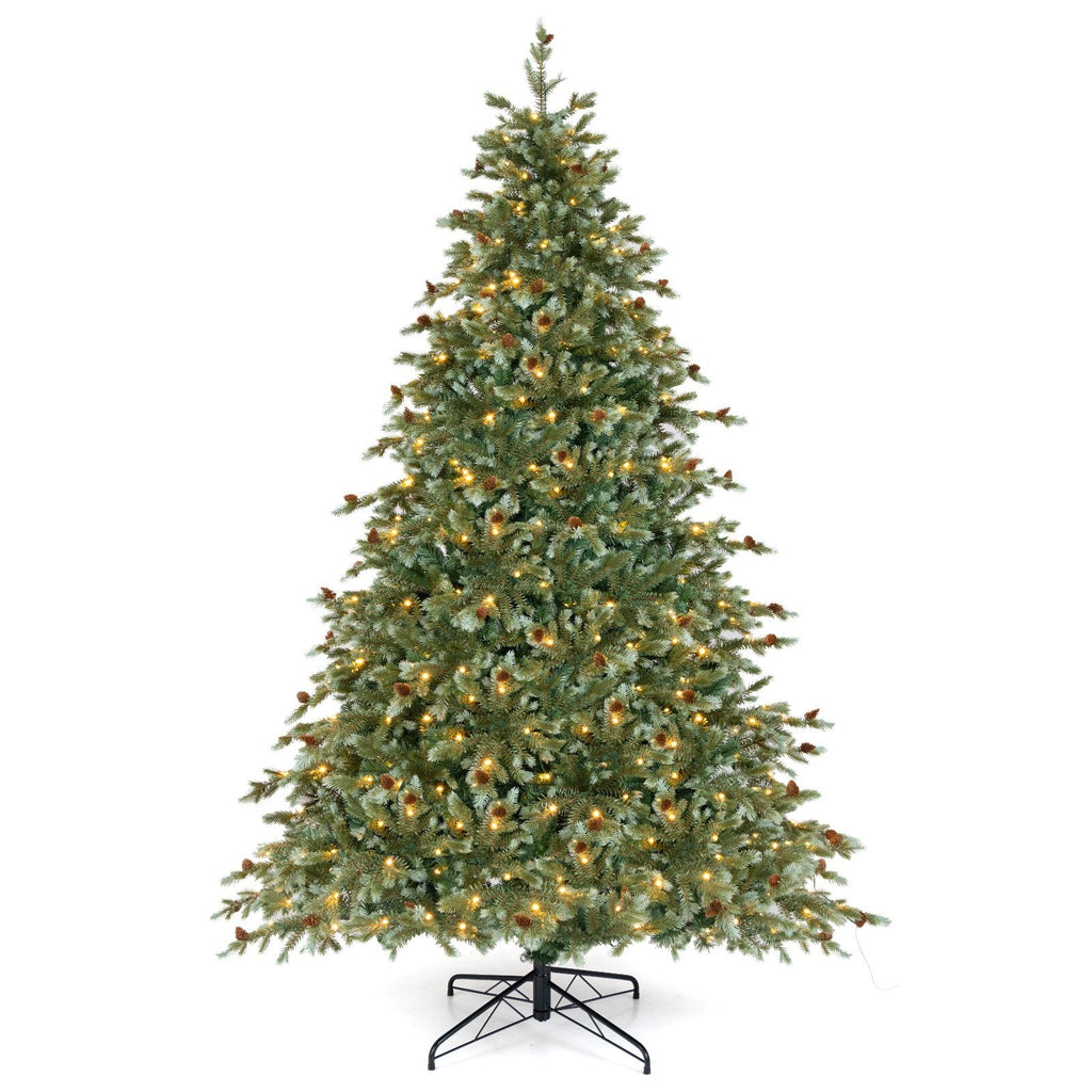 6/7/8 Feet Christmas Tree with Warm White LED Lights and Pine Cones-7 ft