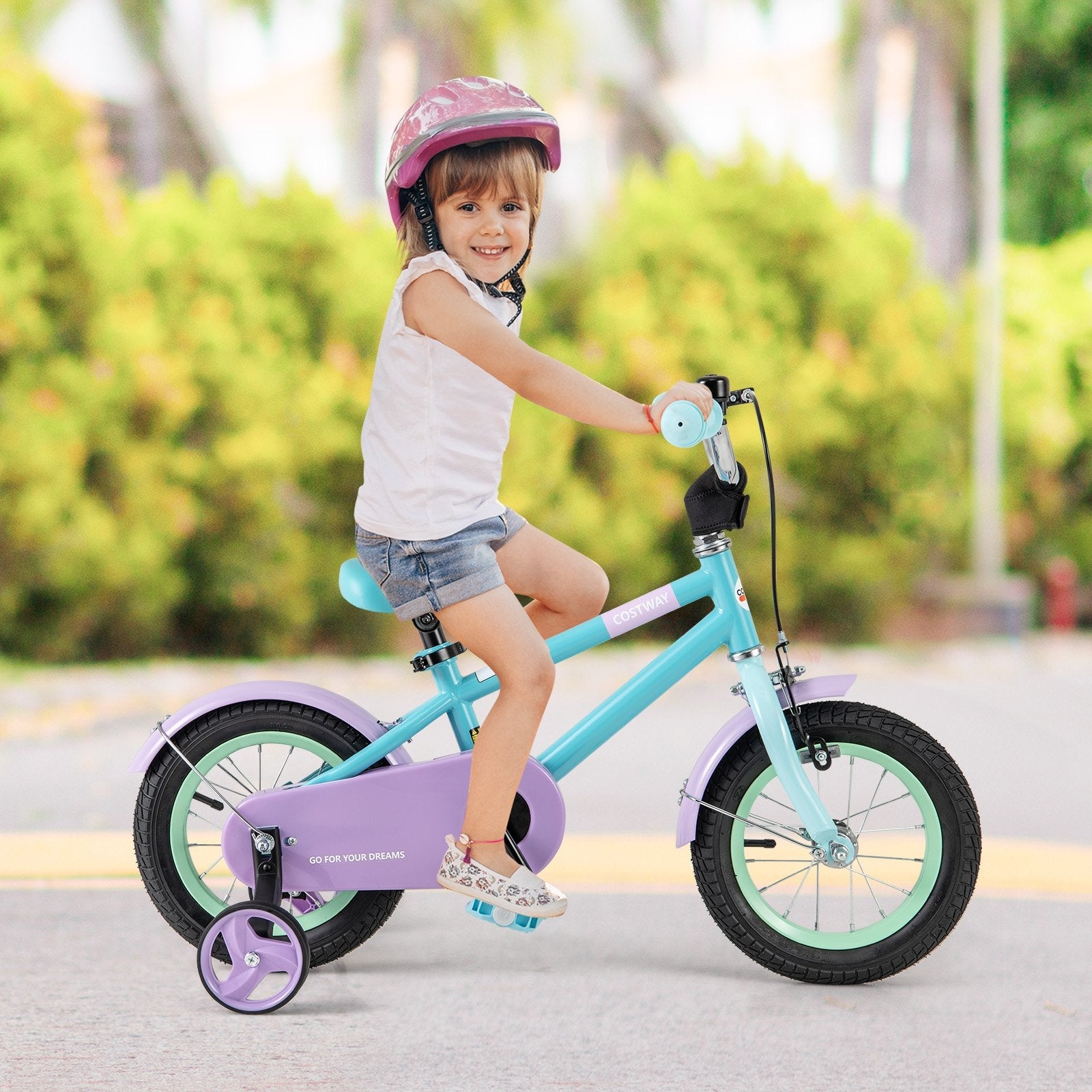 Kids Bike with Adjustable Handlebar and Saddle Purple-18 Inches
