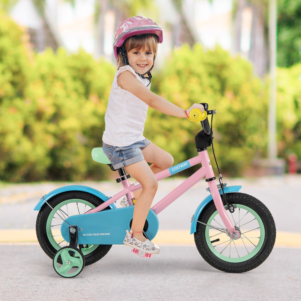 Kids Bike with Adjustable Handlebar and Saddle Pink-18 Inches