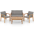 4-Piece Patio Furniture Set with Loveseat Single Chairs and Coffee Table