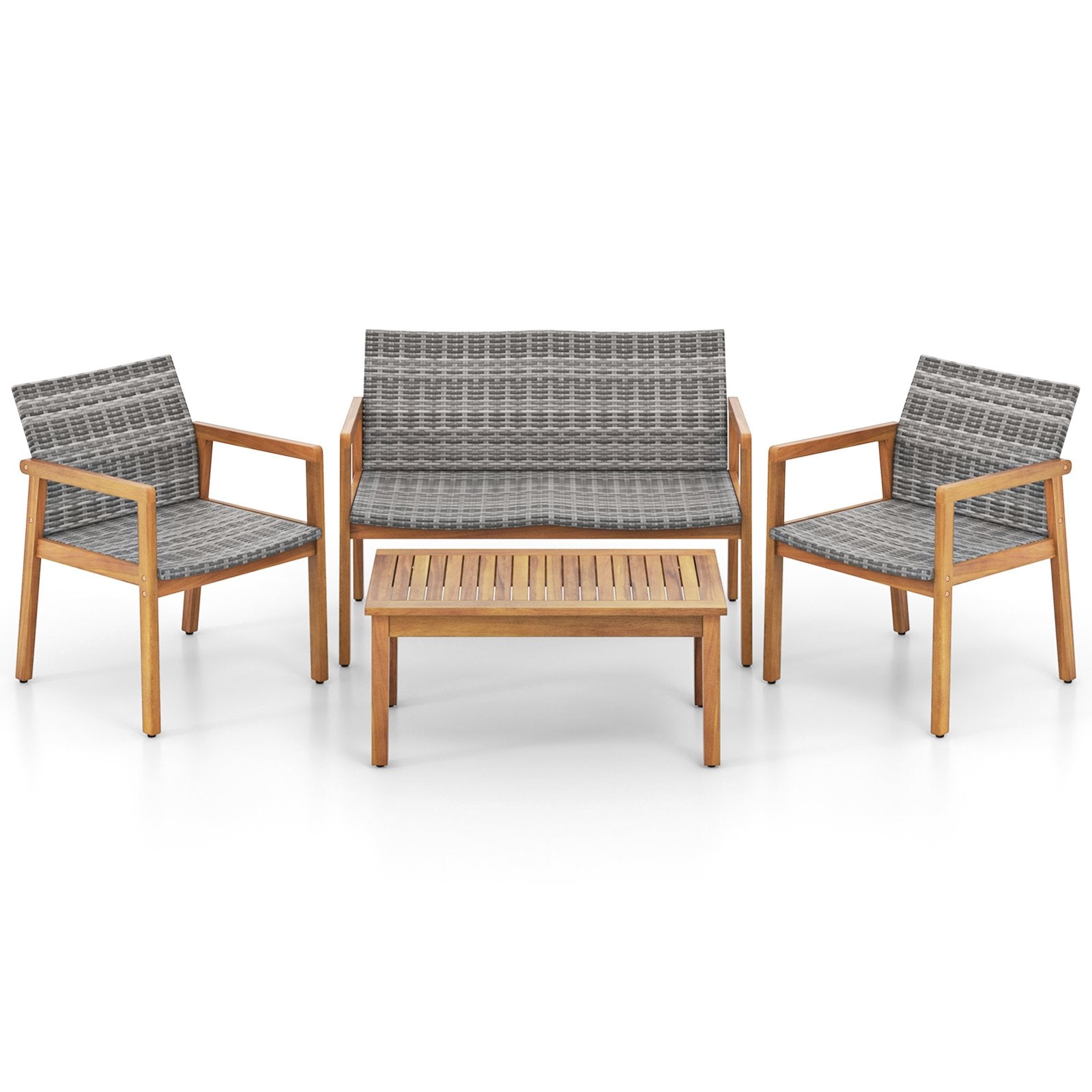 4-Piece Patio Furniture Set with Loveseat Single Chairs and Coffee Table
