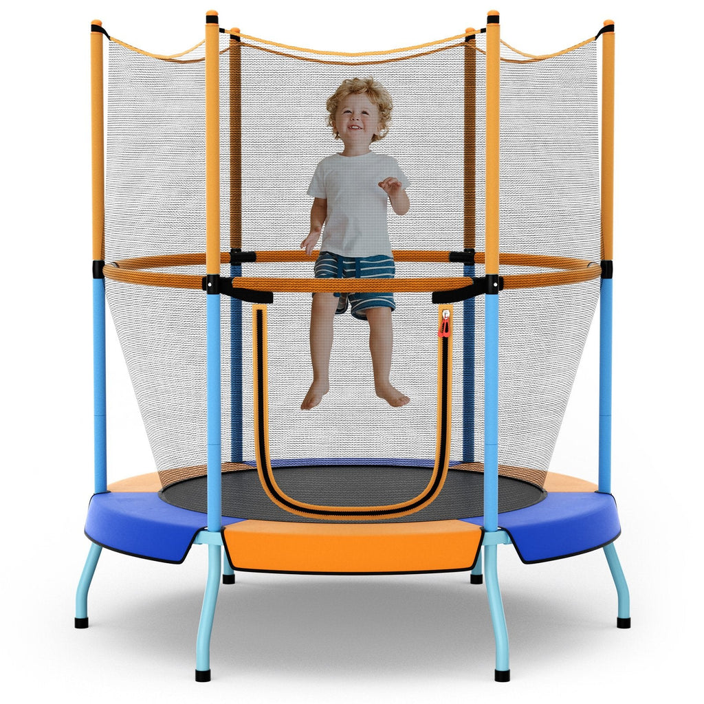 48 Inch Toddler Trampoline with Safety Enclosure Net-Orange