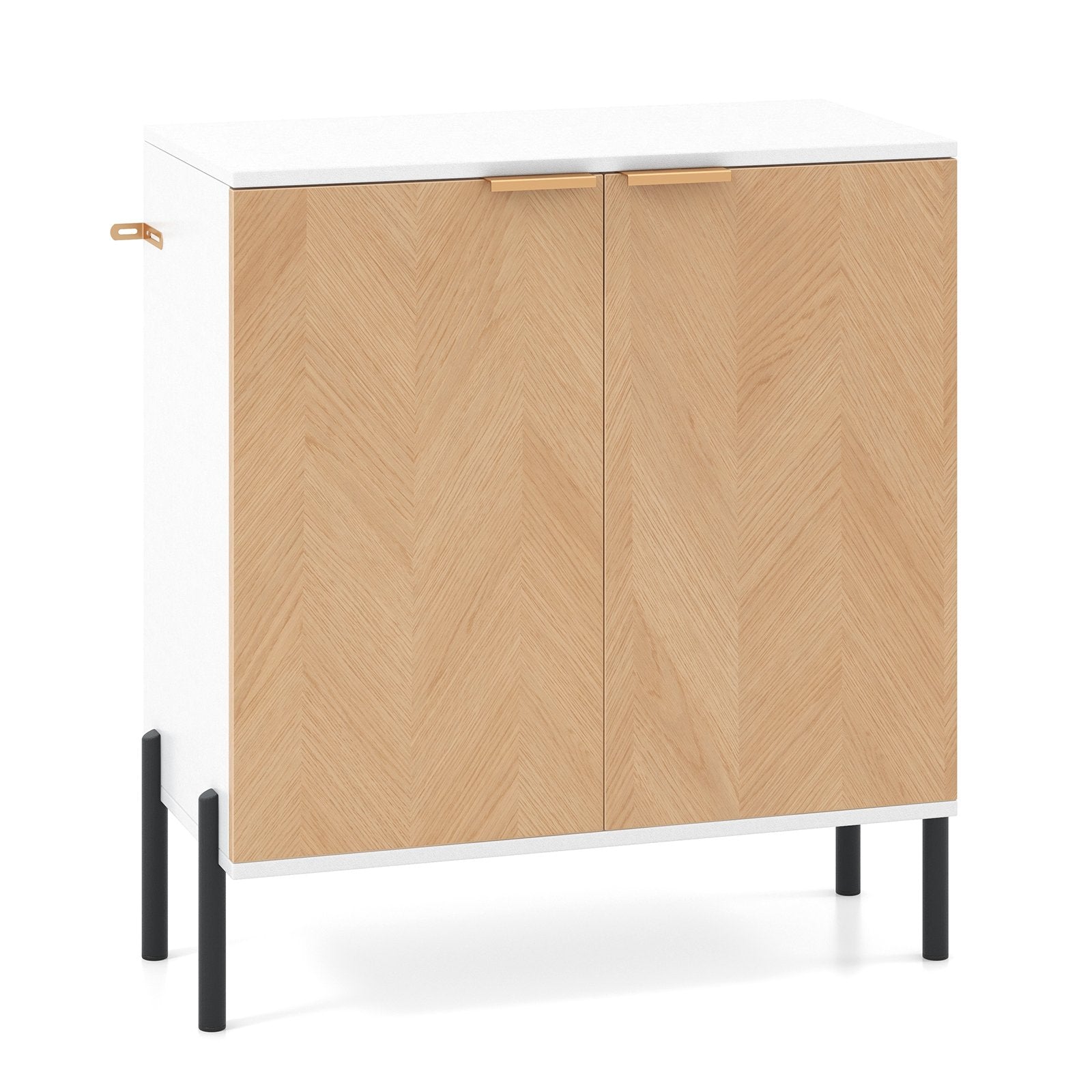 2-Door Buffet Cabinet Sideboard with Shelf and Metal Legs-Black