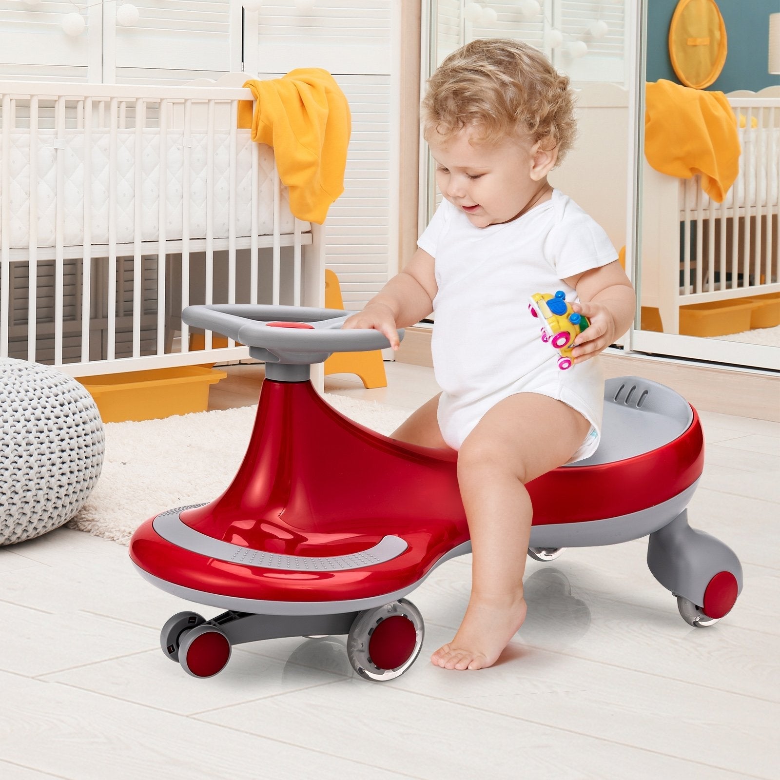 Wiggle Car Ride-on Toy with Flashing Wheels-Blue