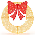 48 Inch Pre-Lit Lighted Christmas Mesh Wreath with Large Bow and 200 LED Bulbs