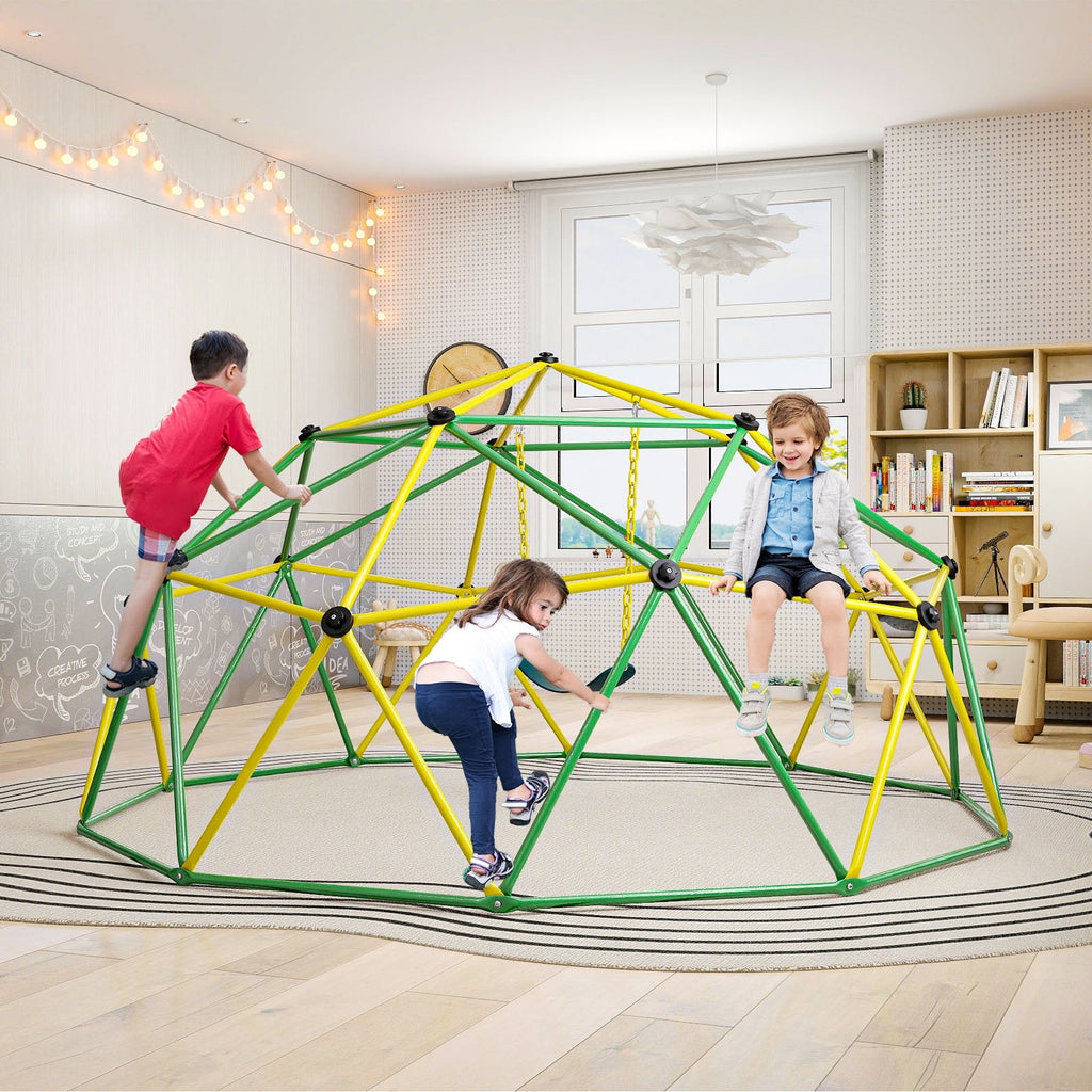 10 Feet Dome Climber with Swing and 800 Lbs Load Capacity-Green