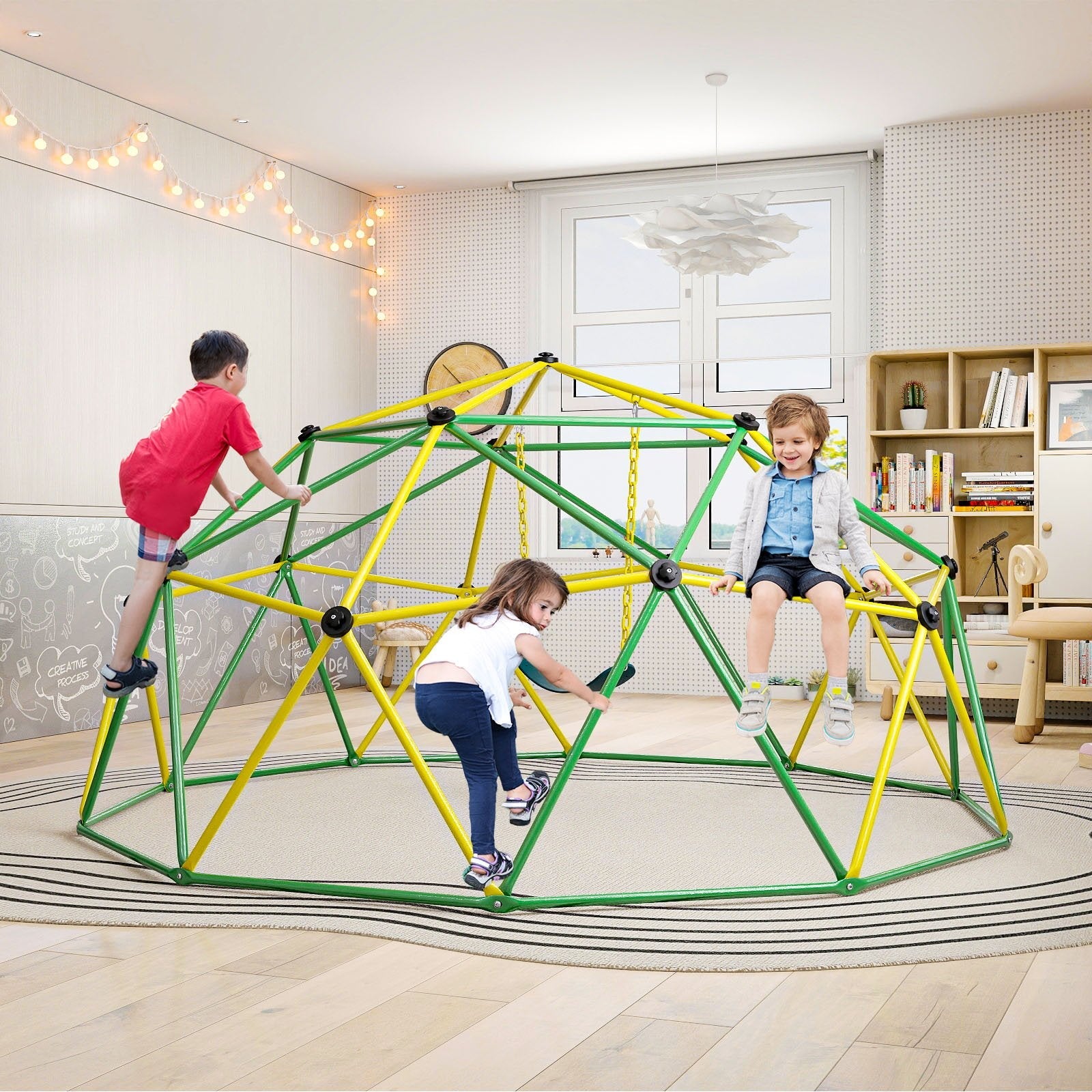 10 Feet Dome Climber with Swing and 800 Lbs Load Capacity-Green