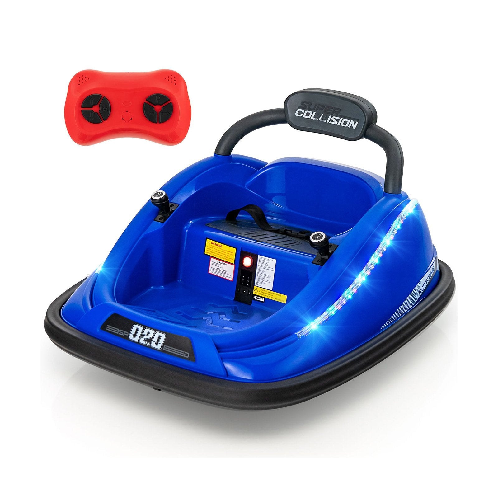 12V Kids Bumper Car Ride on Toy with Remote Control and 360 Degree Spin Rotation-Black