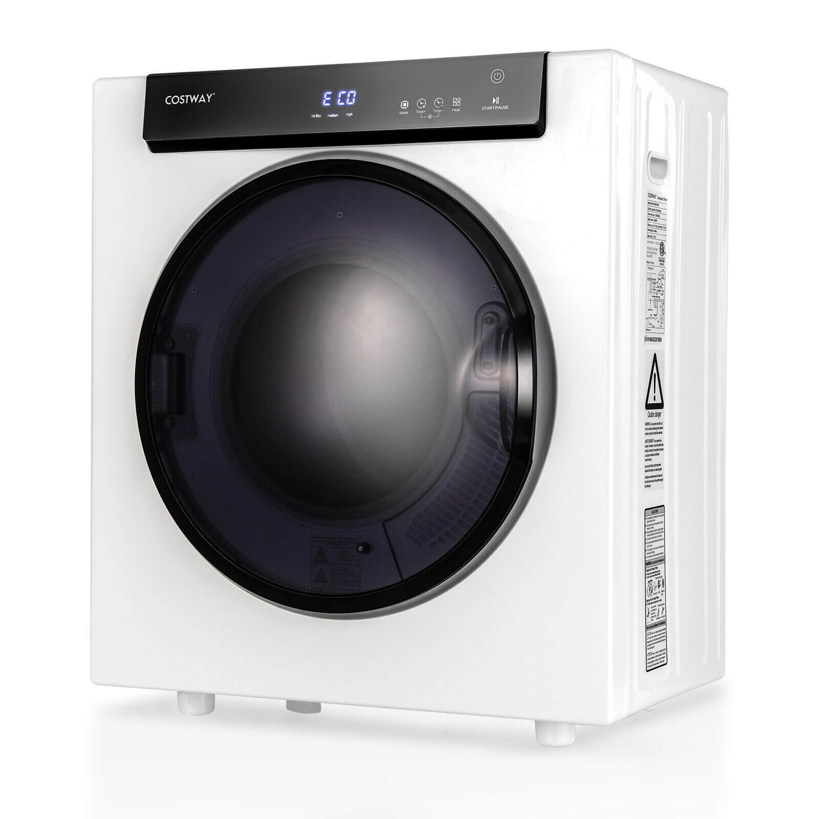 2.6 Cu.ft Compact Clothes Dryer with Touch Panel and 2 Modes-White