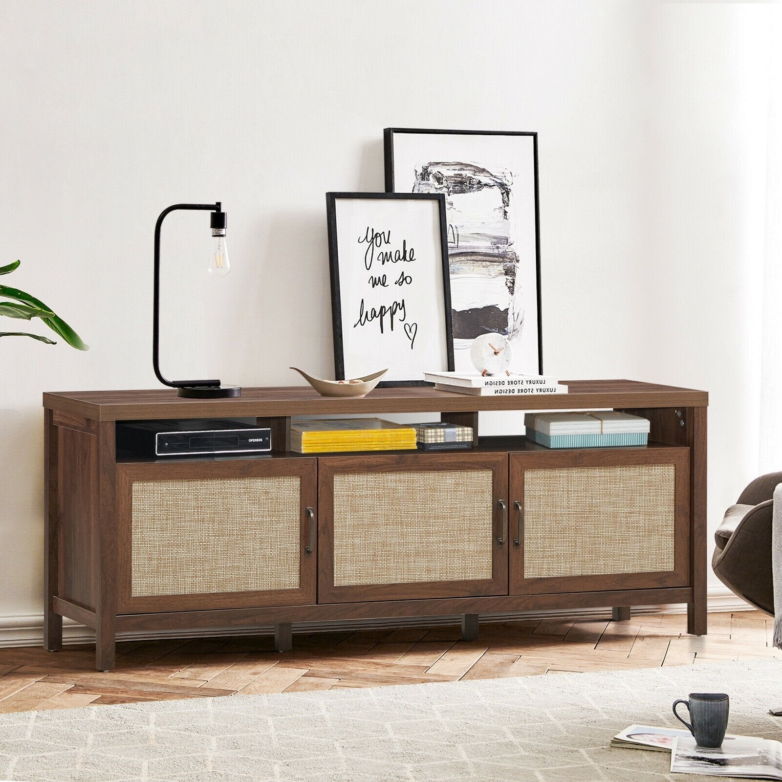 Universal TV Stand Entertainment Media Center for TV's up to 65 Inch-Gray