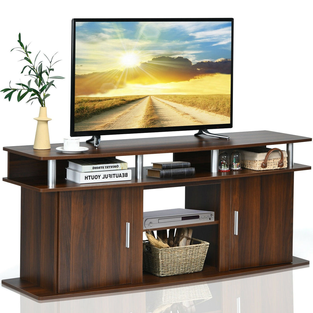 63 Inch TV Entertainment Console Center with 2 Cabinets-Black