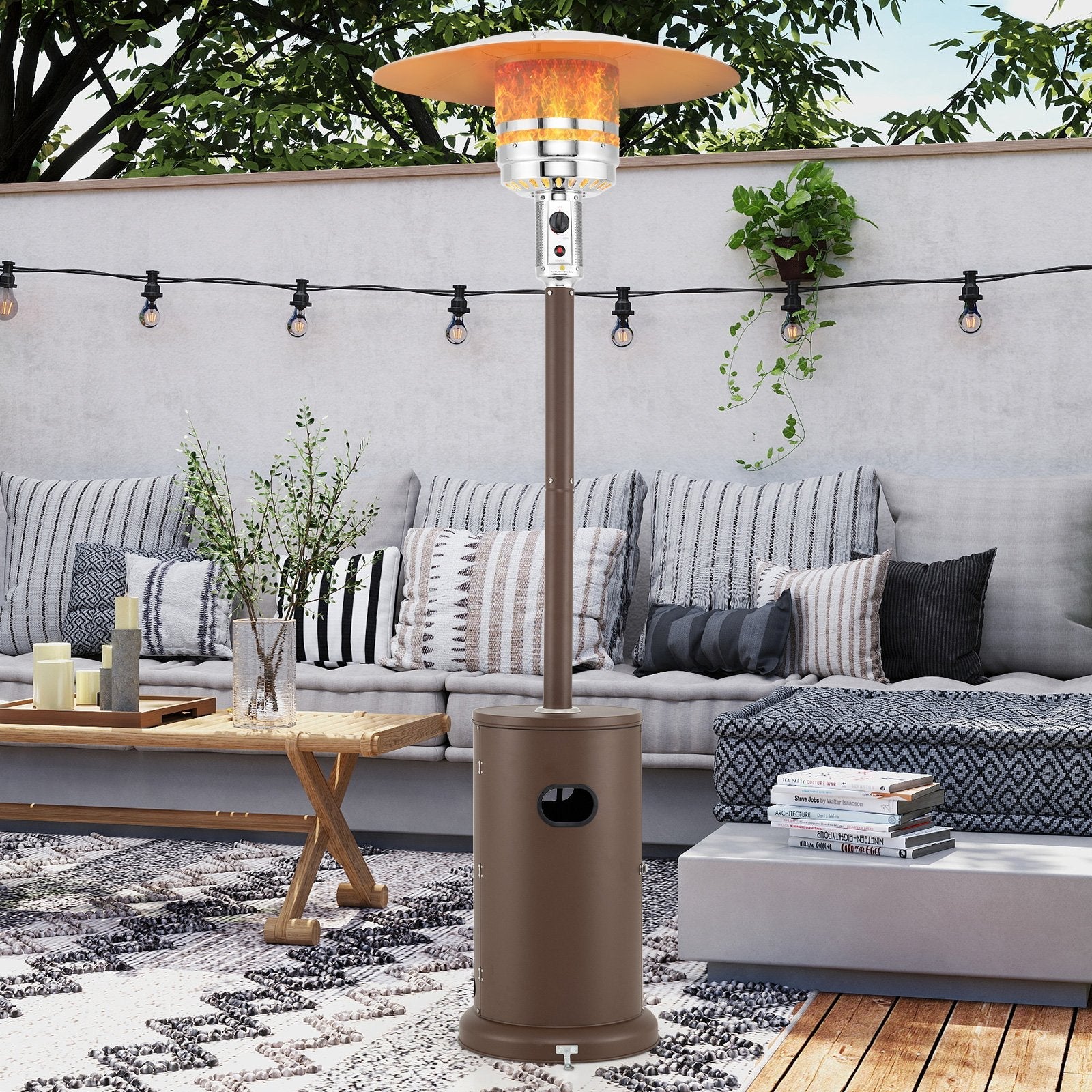 50000 BTU Propane Patio Heater with Round Table Design-Black