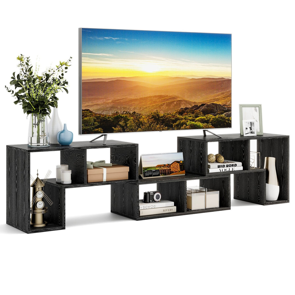 3 Pieces Adjustable TV Stand for TVs up to 65 Inch with Shelves-Black