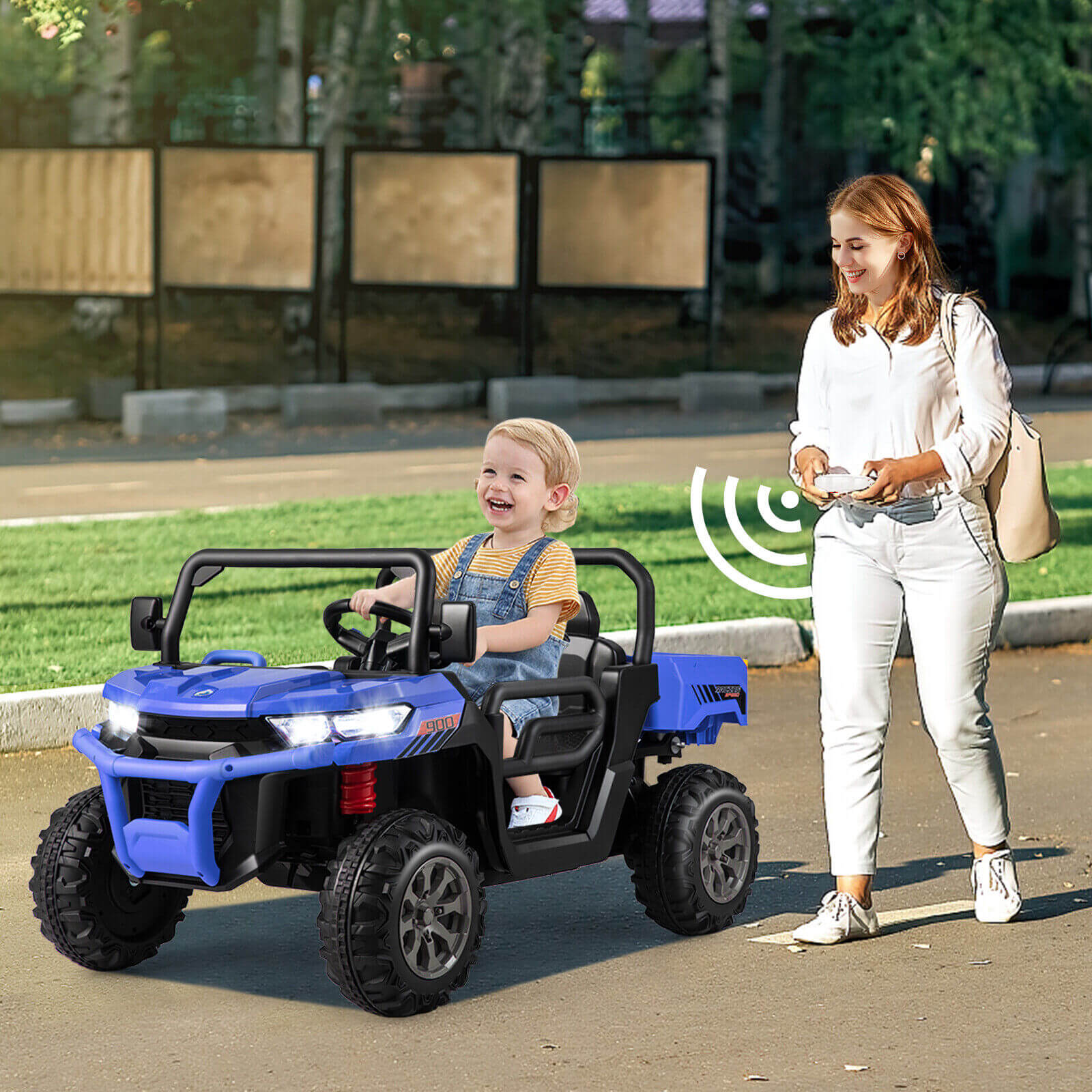 2-Seater Kids Ride On Dump Truck with Dump Bed and Shovel-Black