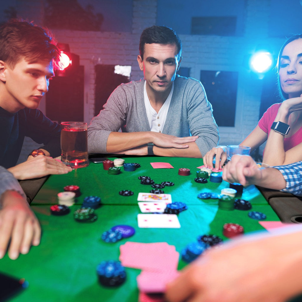 8 Players Texas Holdem Foldable Poker Table-Blue
