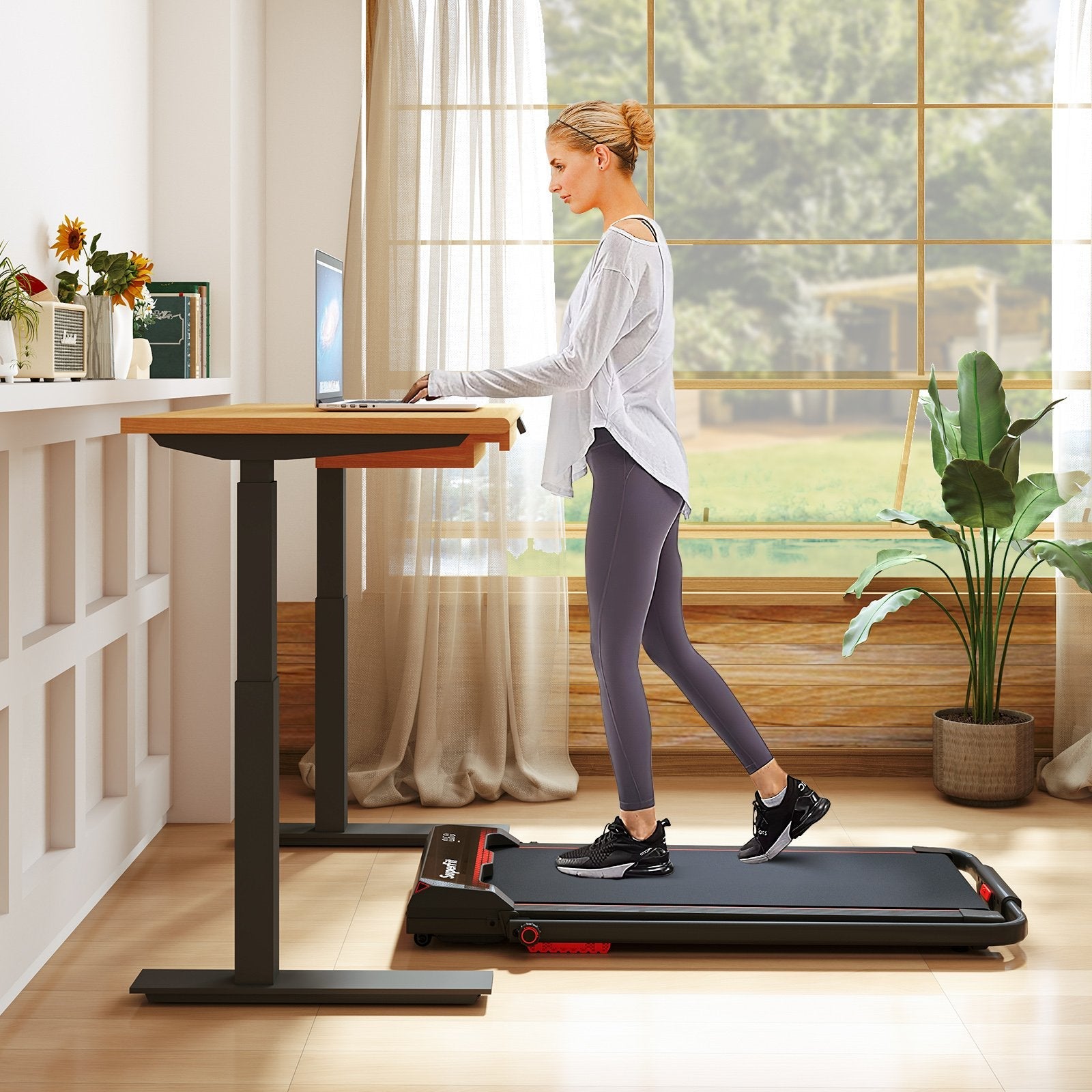 3 in 1 Folding Treadmill with Remote Control and LED Display-Blue