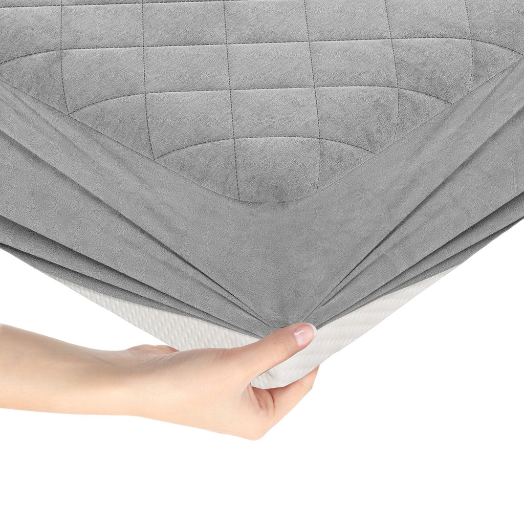Twin/Queen/King Size Mattress Protector Luxury Super Soft Velvet Mattress Topper-King Size