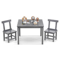 Wooden Kids Table and 2 Chairs Set with Anti-slip Foot Pads-Gray