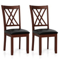Set of 2 Dining Chair with Backrest and Padded Seat-Brown