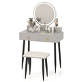 Vanity Table Set with Mirror-Gray
