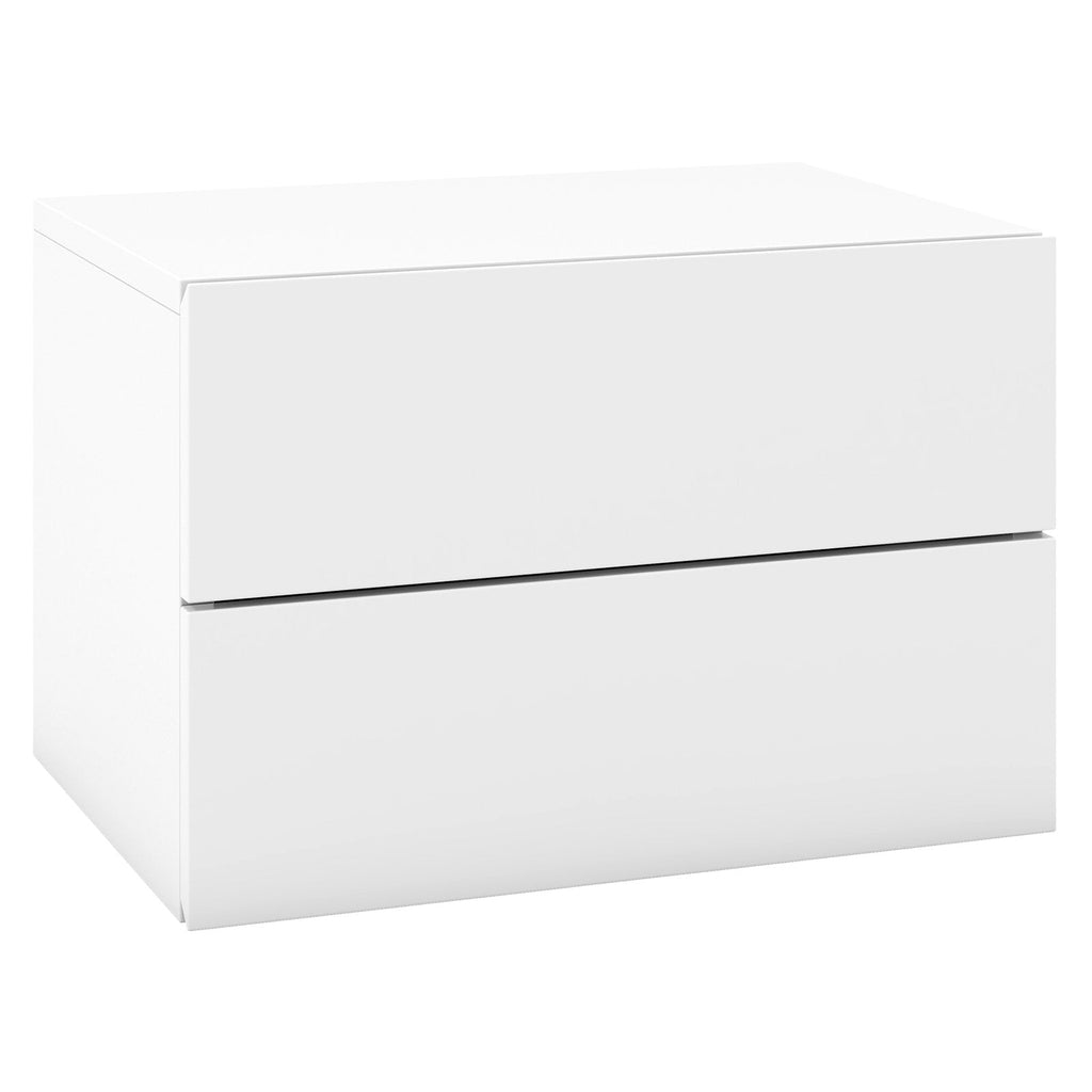 Floating Nightstand with Drawers and Storage Shelf-Gray