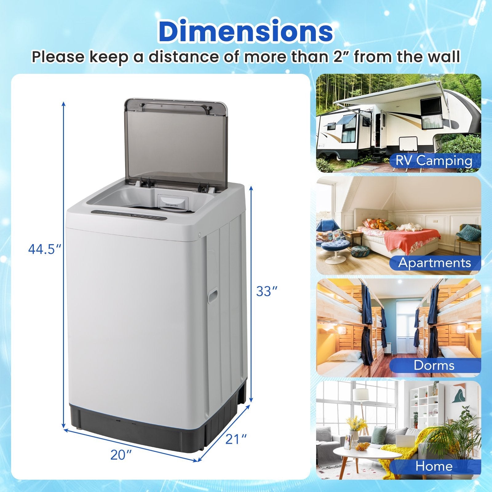 Full-Automatic Washing Machine Washer and Spin Combo-Grey