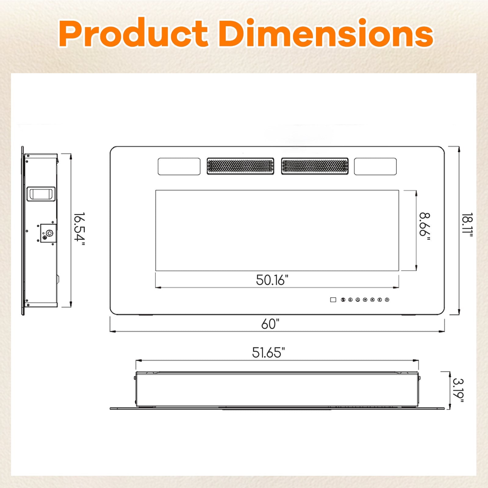 42 Inch Ultra-Thin Electric Fireplace with Decorative Crystals and Smart APP Control-42 inch