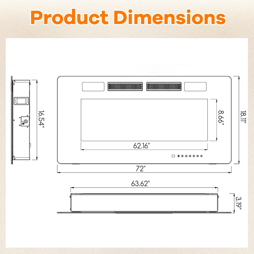 42 Inch Ultra-Thin Electric Fireplace with Decorative Crystals and Smart APP Control-42 inch