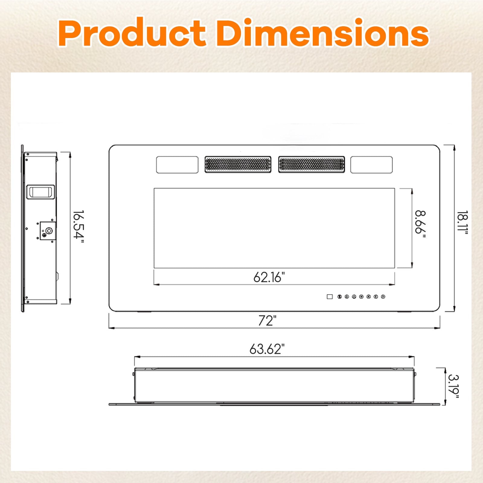 42 Inch Ultra-Thin Electric Fireplace with Decorative Crystals and Smart APP Control-42 inch