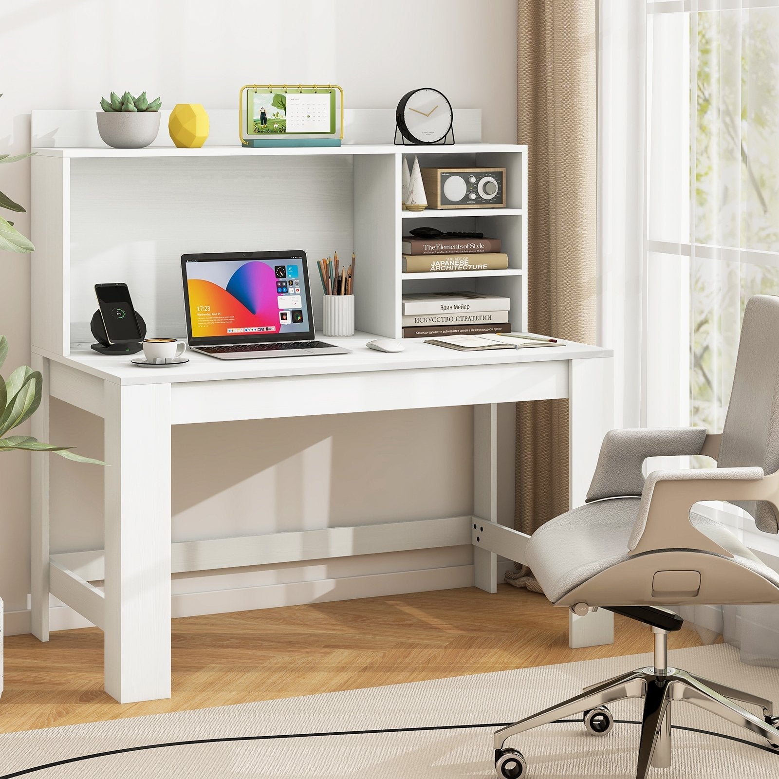 48 Inch Writing Computer Desk with Anti-Tipping Kits and Cable Management Hole-Black