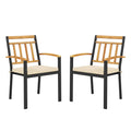 Set of 2 Patio Dining Chairs with Removable Padded Cushions-17 Inches