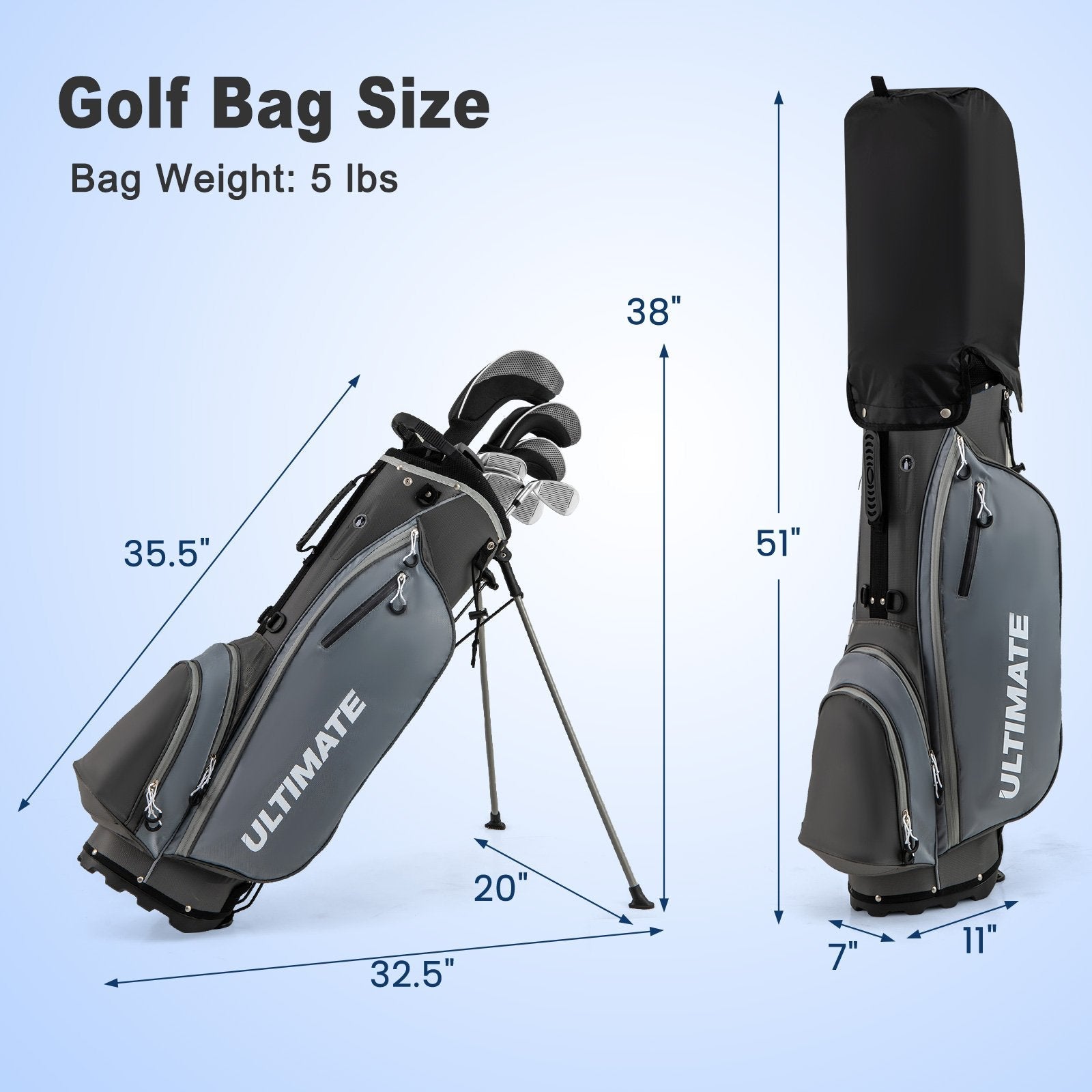 Men’s Profile Complete Golf Club Package Set Includes 10 Pieces-Black