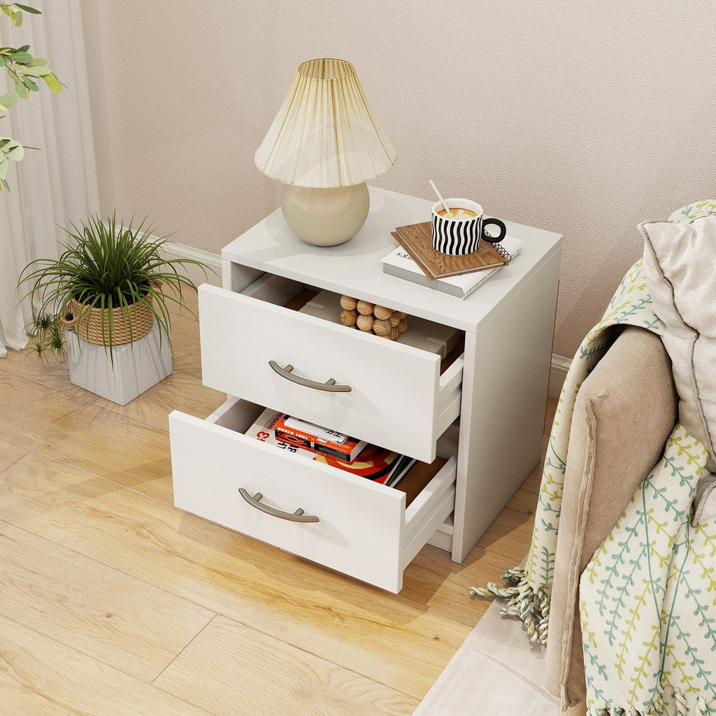 2 Drawer Nightstand with Storage for Living Room-Oak
